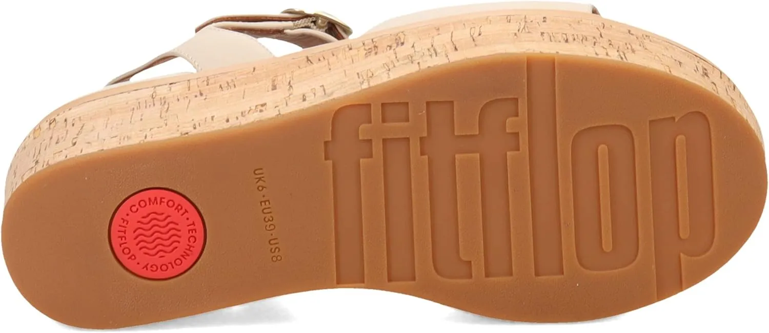 FitFlop Women's Eloise Cork-WRAP Leather Back-Strap Wedge Sandals