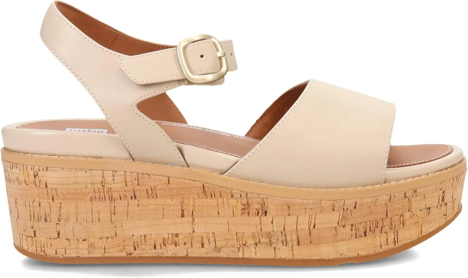 FitFlop Women's Eloise Cork-WRAP Leather Back-Strap Wedge Sandals