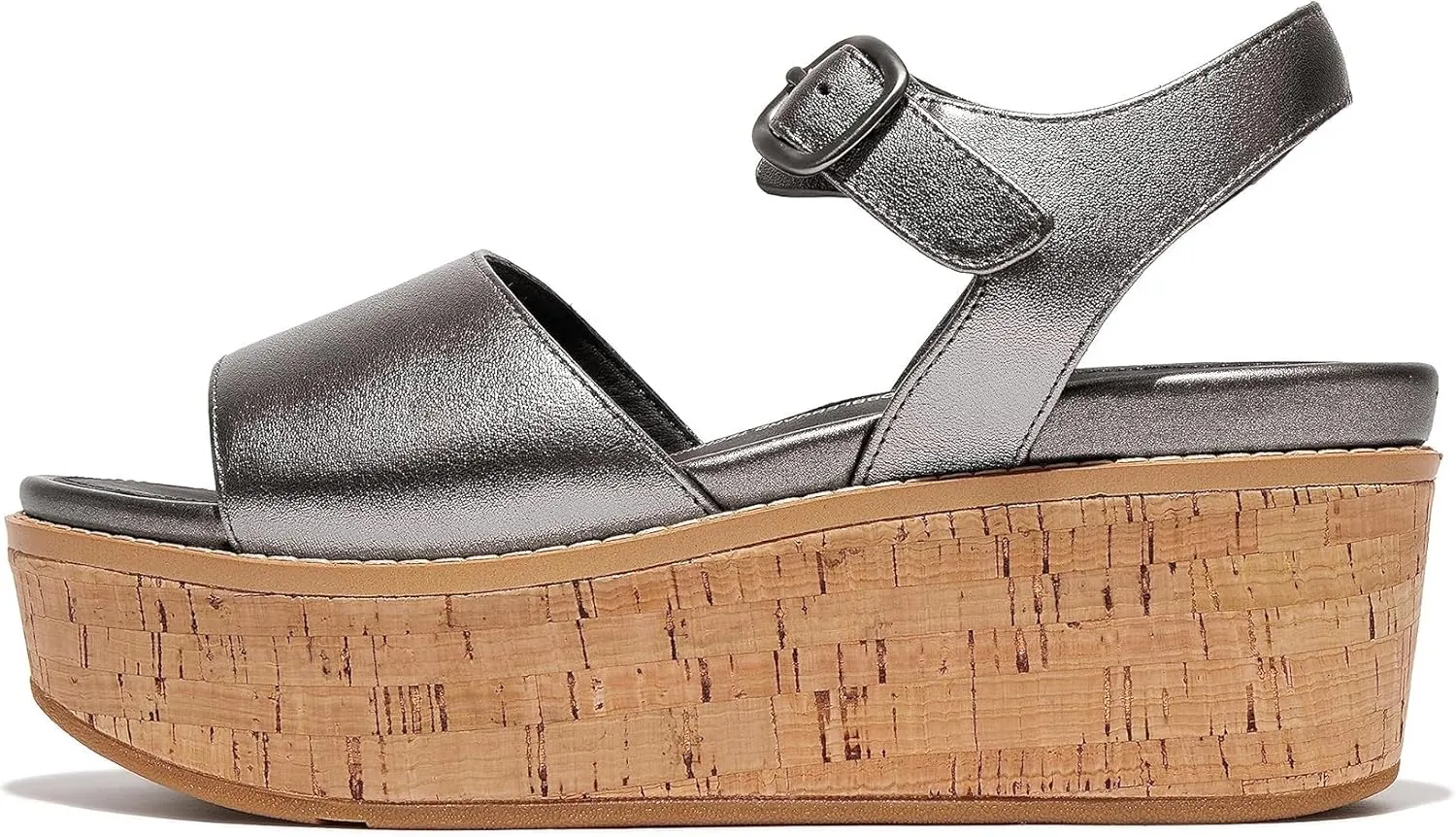 FitFlop Women's Eloise Cork-WRAP Leather Back-Strap Wedge Sandals