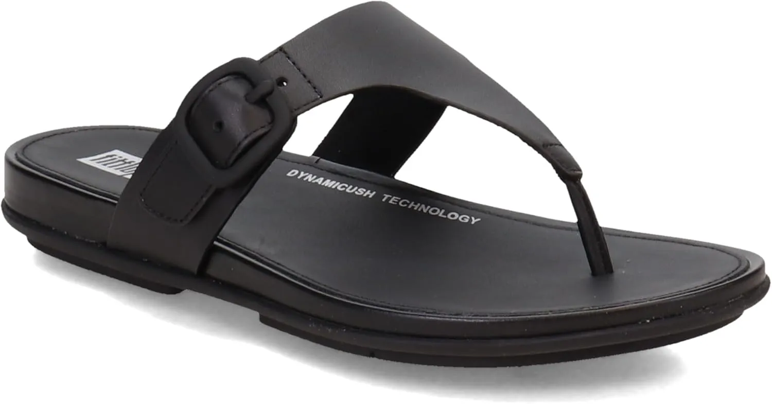 FitFlop Women's Gracie Rubber-Buckle Leather Toe-Post Sandals