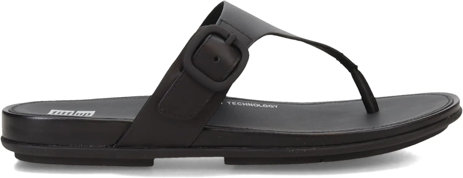 FitFlop Women's Gracie Rubber-Buckle Leather Toe-Post Sandals