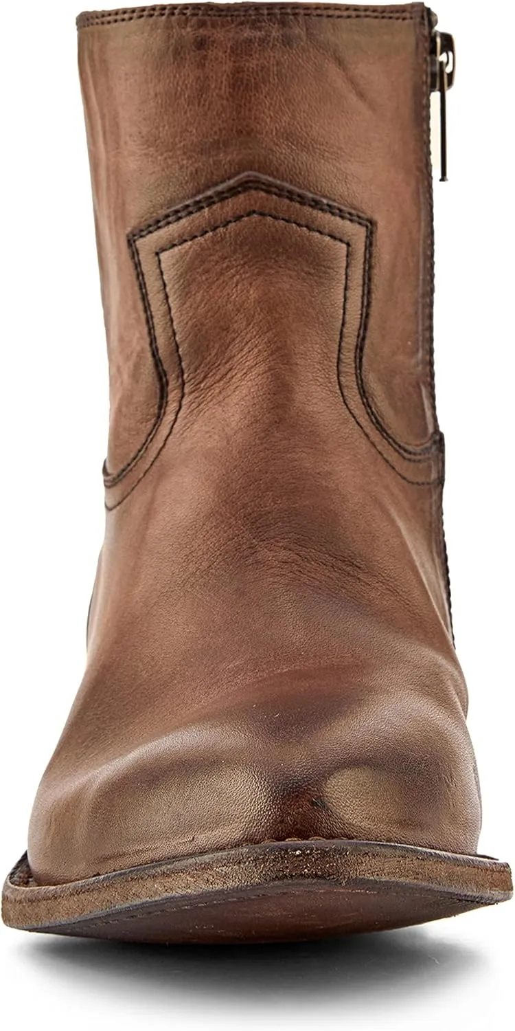 Frye Billy Inside Zip Booties for Women Crafted from Antiqued Leather with Wellington Stitchwork, Brass Hardware - 5 ¾” Shaft