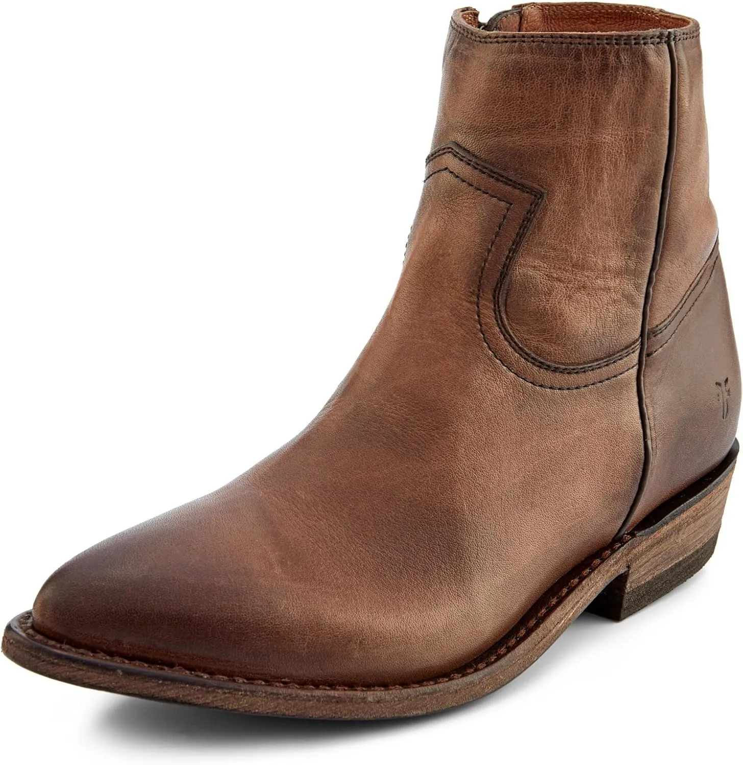 Frye Billy Inside Zip Booties for Women Crafted from Antiqued Leather with Wellington Stitchwork, Brass Hardware - 5 ¾” Shaft