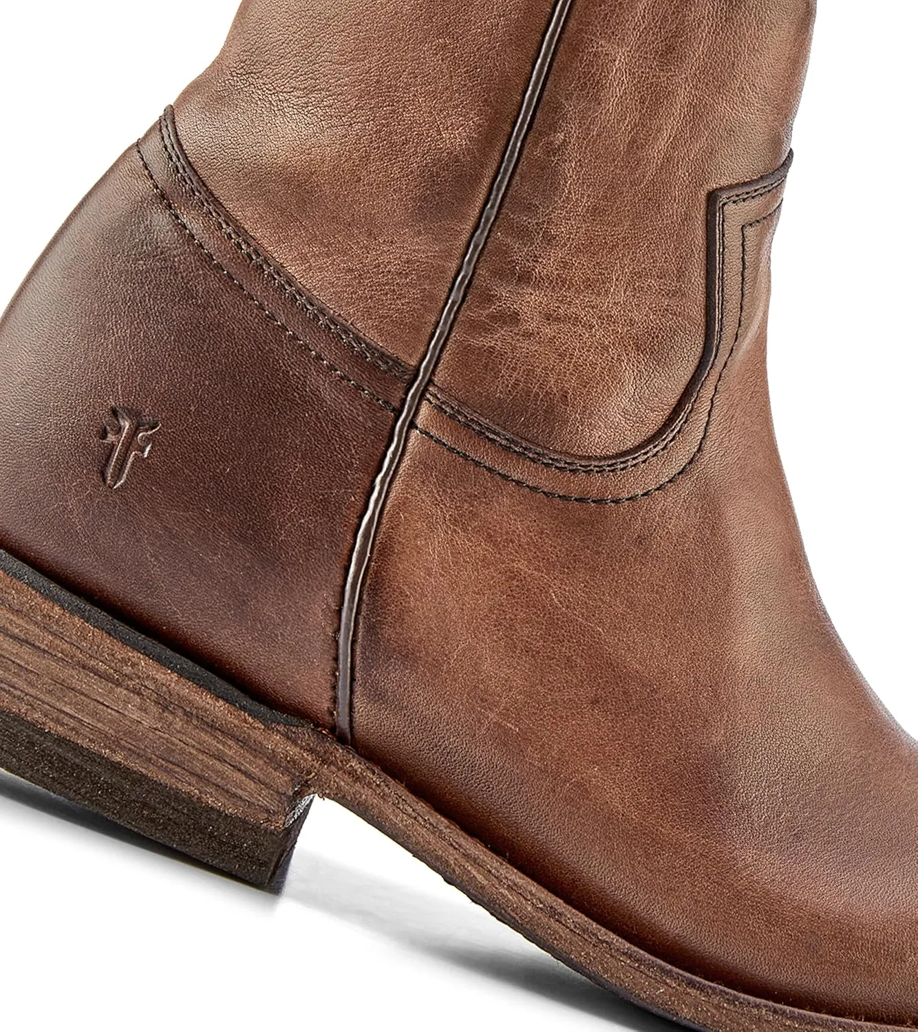 Frye Billy Inside Zip Booties for Women Crafted from Antiqued Leather with Wellington Stitchwork, Brass Hardware - 5 ¾” Shaft