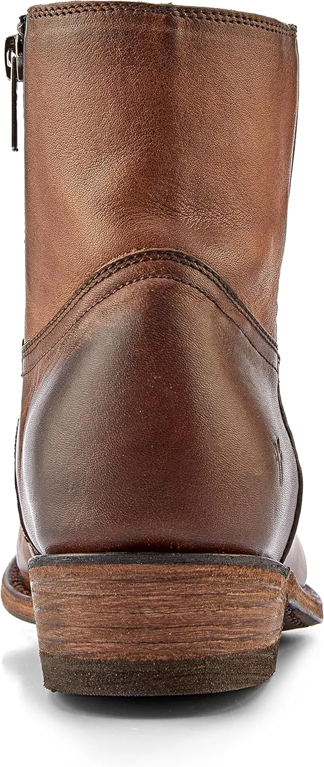 Frye Billy Inside Zip Booties for Women Crafted from Antiqued Leather with Wellington Stitchwork, Brass Hardware - 5 ¾” Shaft