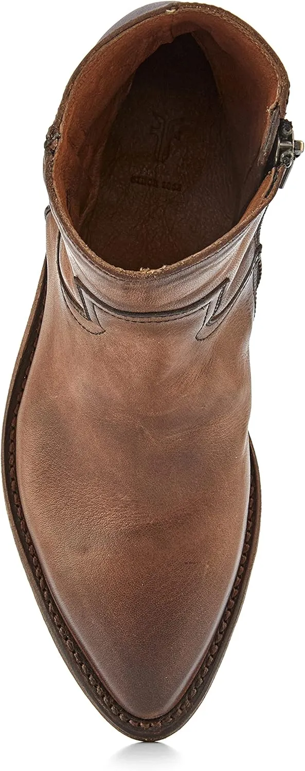 Frye Billy Inside Zip Booties for Women Crafted from Antiqued Leather with Wellington Stitchwork, Brass Hardware - 5 ¾” Shaft