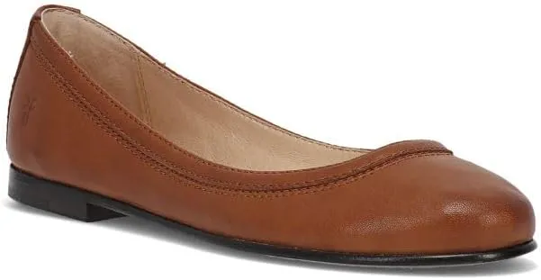 Frye Carson Ballet Flats for Women Featuring Premium Tumbled Leather with Leather Lining and Leather Outsole – 3/8" Heel