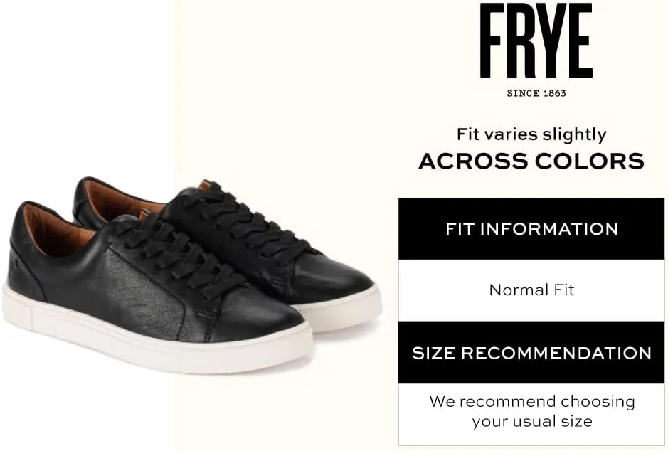 Frye Ivy Low Lace Sneakers for Women Crafted from Soft, Vintage Italian Leather with Removable Molded Footbed, Leather Lining, and Contrast White Rubber Outsoles