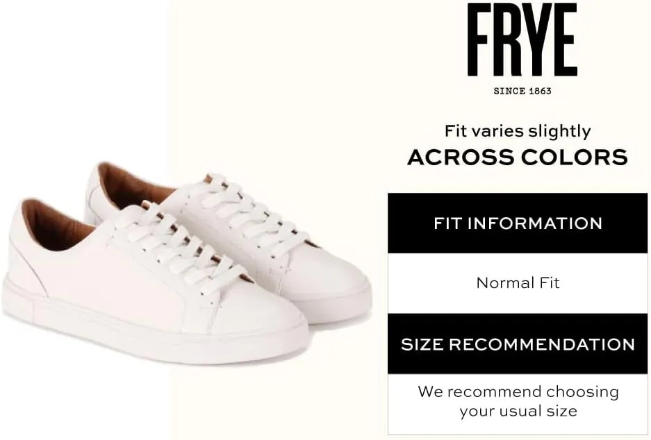 Frye Ivy Low Lace Sneakers for Women Crafted from Soft, Vintage Italian Leather with Removable Molded Footbed, Leather Lining, and Contrast White Rubber Outsoles