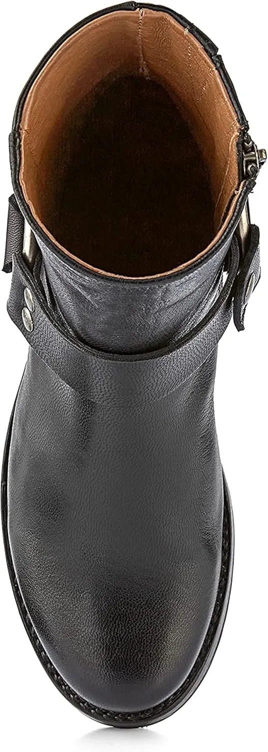 Frye Veronica Harness Short 6" Booties for Women - Leather Upper with Luxurious Leather Lining, Inside Zipper, Snap Harness, and Rubber Lug Outsole