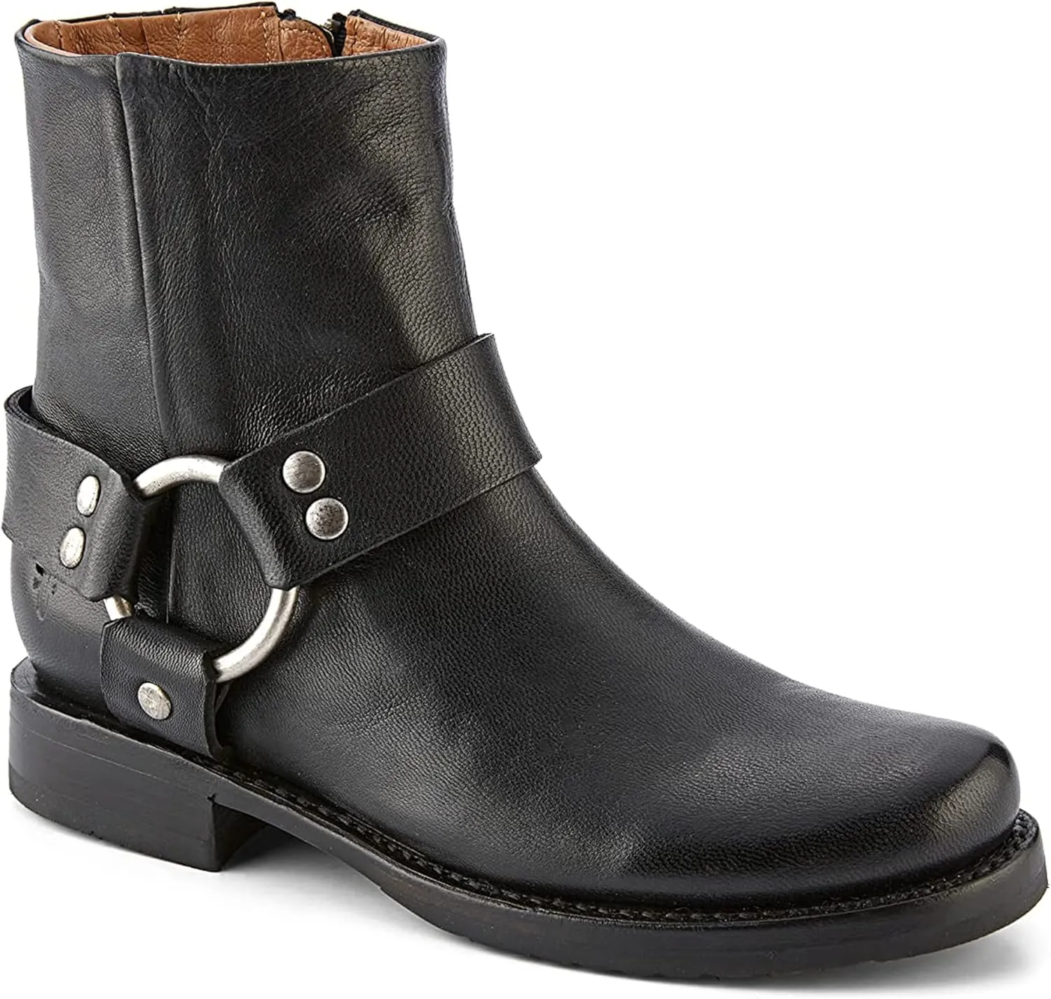 Frye Veronica Harness Short 6" Booties for Women - Leather Upper with Luxurious Leather Lining, Inside Zipper, Snap Harness, and Rubber Lug Outsole