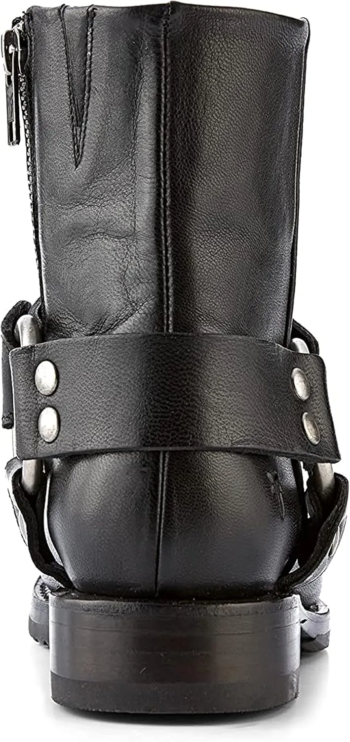 Frye Veronica Harness Short 6" Booties for Women - Leather Upper with Luxurious Leather Lining, Inside Zipper, Snap Harness, and Rubber Lug Outsole