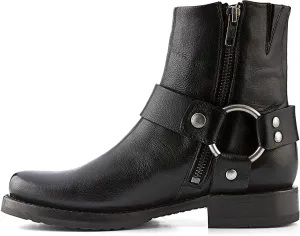 Frye Veronica Harness Short 6" Booties for Women - Leather Upper with Luxurious Leather Lining, Inside Zipper, Snap Harness, and Rubber Lug Outsole