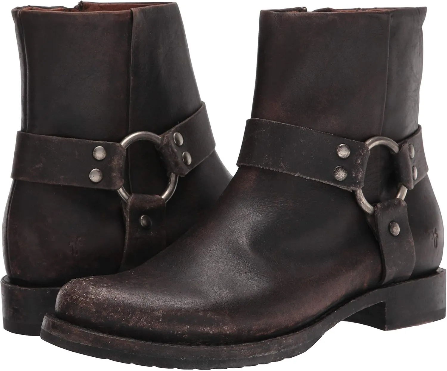 Frye Veronica Harness Short 6" Booties for Women - Leather Upper with Luxurious Leather Lining, Inside Zipper, Snap Harness, and Rubber Lug Outsole