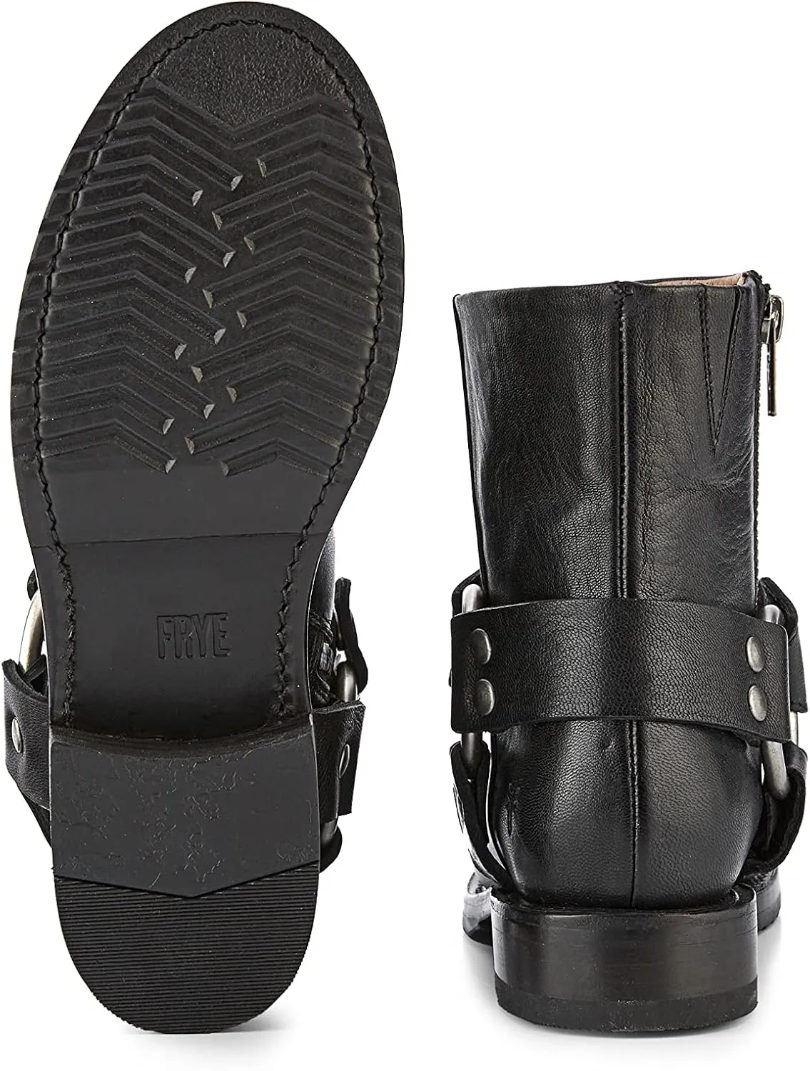 Frye Veronica Harness Short 6" Booties for Women - Leather Upper with Luxurious Leather Lining, Inside Zipper, Snap Harness, and Rubber Lug Outsole