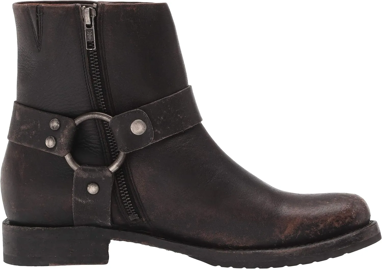 Frye Veronica Harness Short 6" Booties for Women - Leather Upper with Luxurious Leather Lining, Inside Zipper, Snap Harness, and Rubber Lug Outsole
