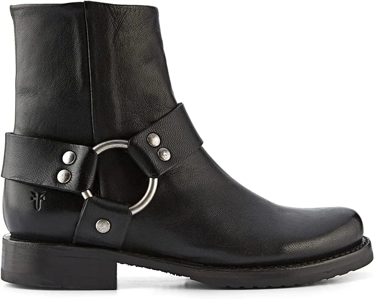 Frye Veronica Harness Short 6" Booties for Women - Leather Upper with Luxurious Leather Lining, Inside Zipper, Snap Harness, and Rubber Lug Outsole
