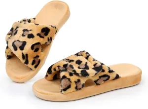 Git-up Women's Adjustable Diabetic Slippers Memory Foam House Shoes Cozy Arch Support Orthotic Heel Cup Arthritis Edema Slippers Non Slip Rubber Sole, Open Toe Fuzzy Slide Sandals for Ladies