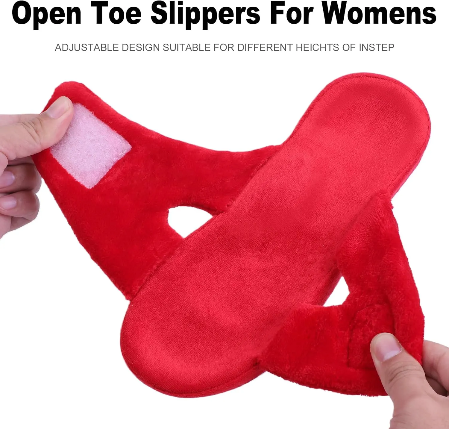 Git-up Women's Adjustable Diabetic Slippers Memory Foam House Shoes Cozy Arch Support Orthotic Heel Cup Arthritis Edema Slippers Non Slip Rubber Sole, Open Toe Fuzzy Slide Sandals for Ladies