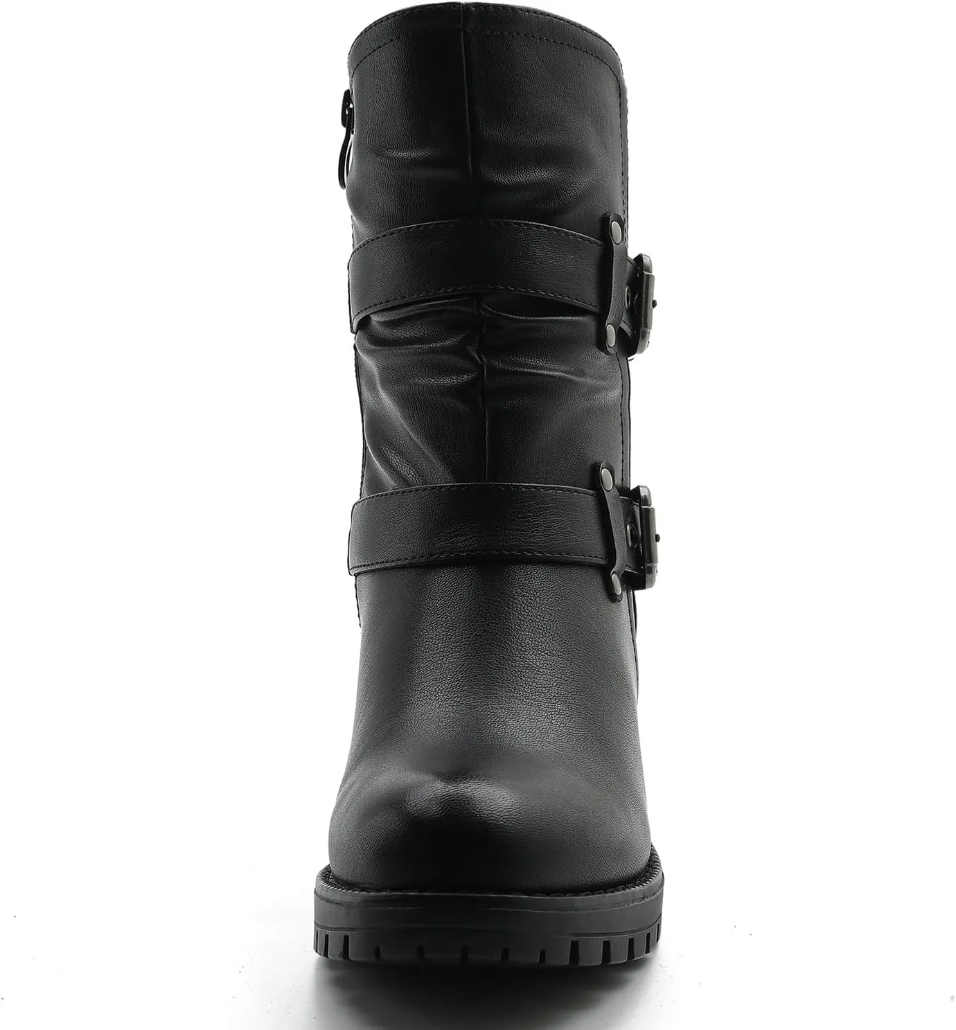 GLOBALWIN Fashion Ankle Boots For Women Women's Biker Boots Low Heel Motorcycle Boots