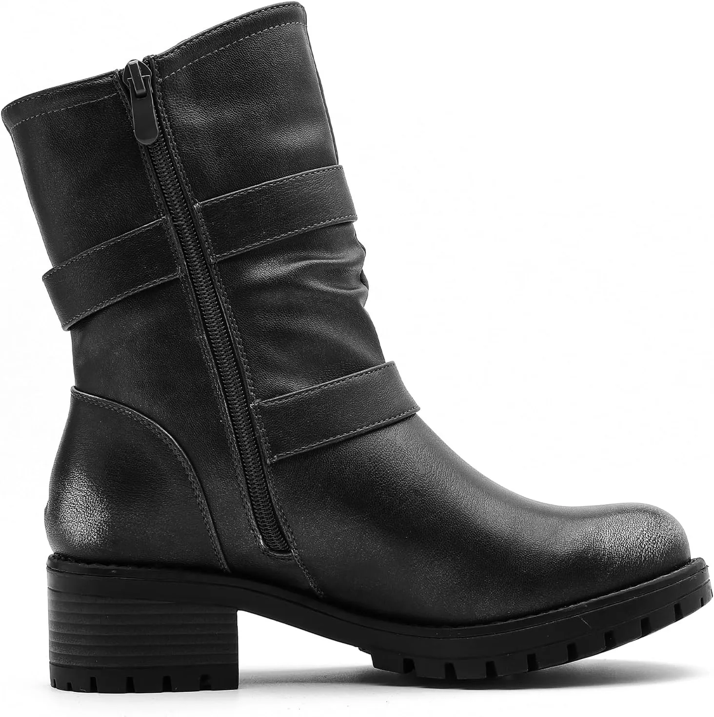GLOBALWIN Fashion Ankle Boots For Women Women's Biker Boots Low Heel Motorcycle Boots