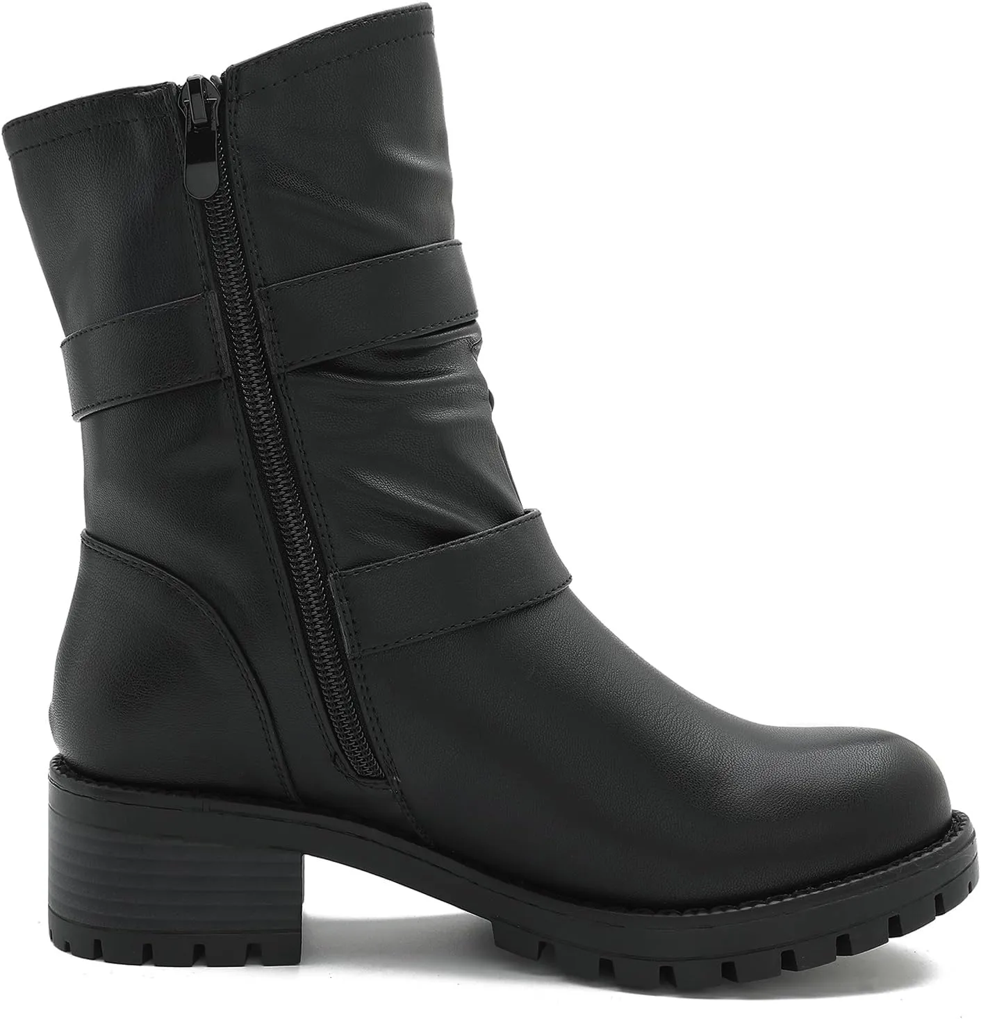 GLOBALWIN Fashion Ankle Boots For Women Women's Biker Boots Low Heel Motorcycle Boots