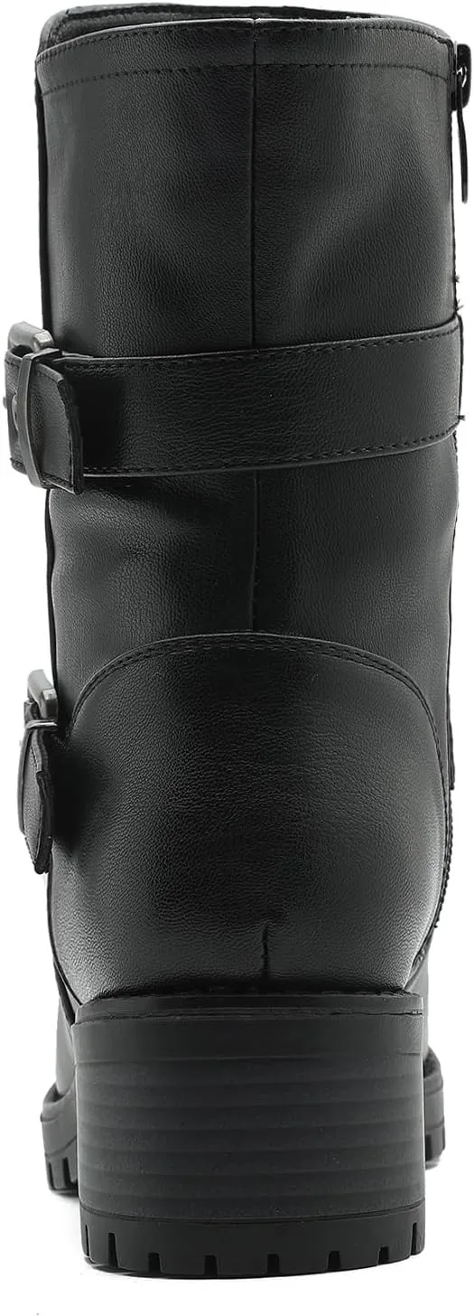 GLOBALWIN Fashion Ankle Boots For Women Women's Biker Boots Low Heel Motorcycle Boots