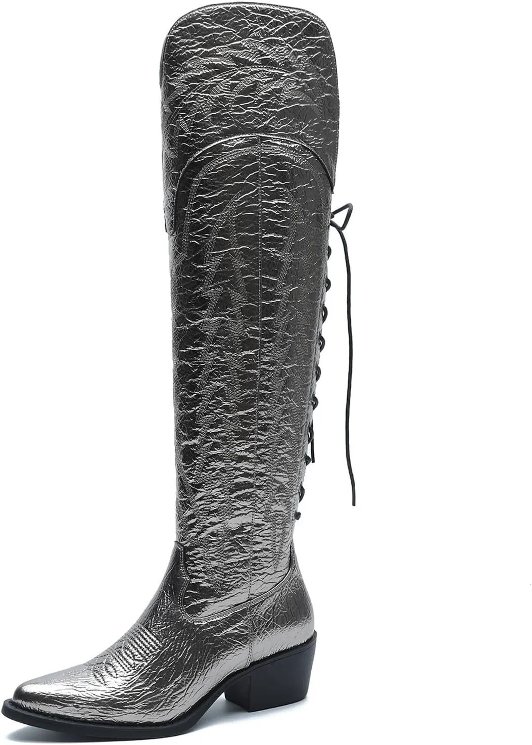 GLOBALWIN Women's Cowboy Western Fashion Over The Knee Thigh High Cowgirl Boots Low Heel