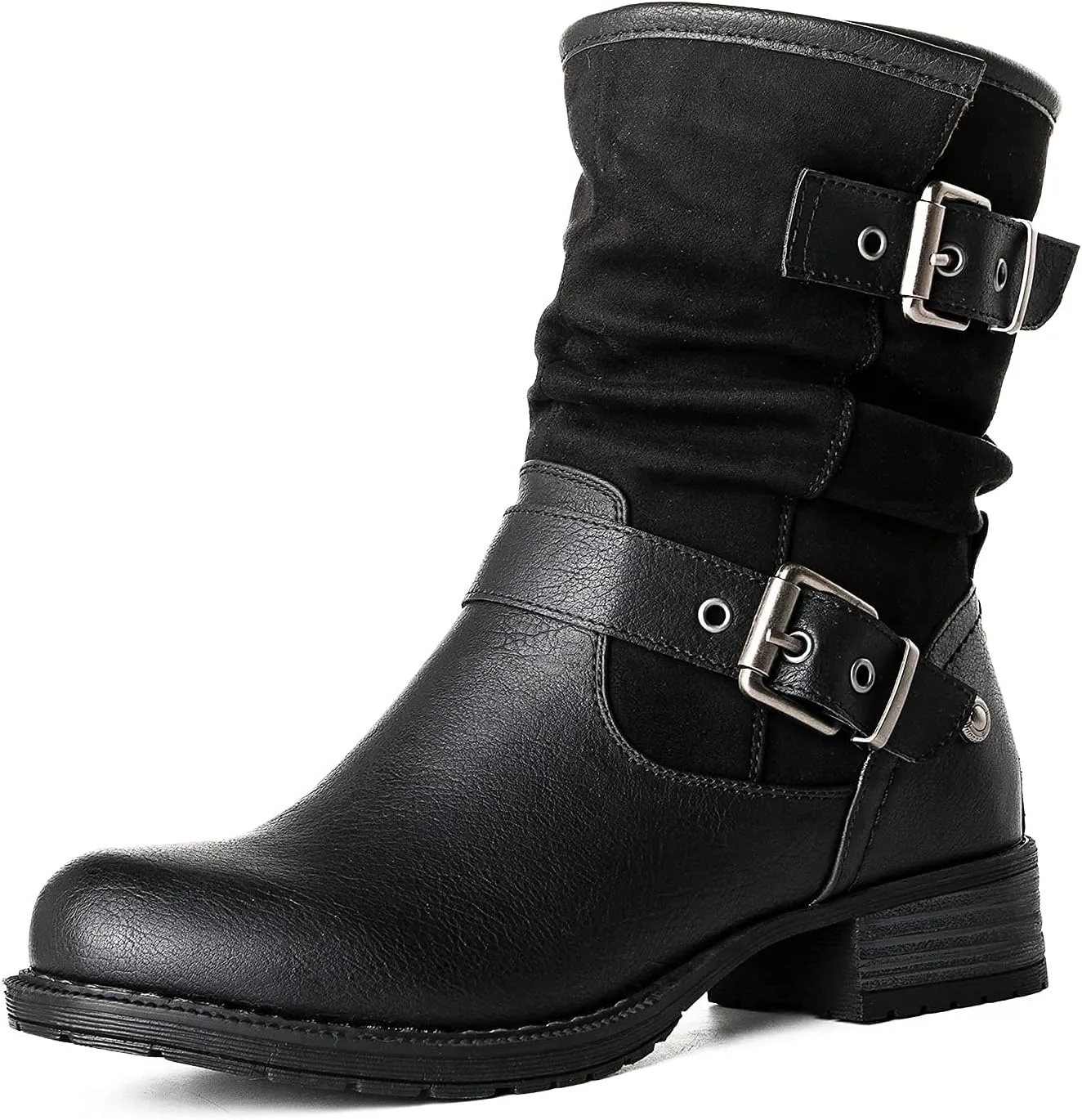 GLOBALWIN Women's Fur Booties Fashion Combat Ankle Boots For Women