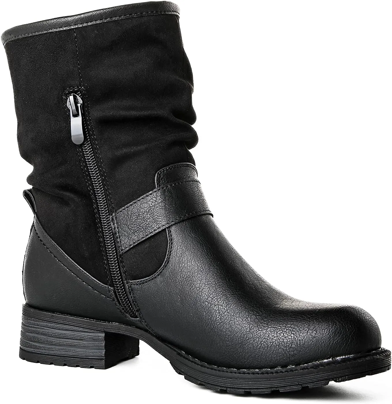 GLOBALWIN Women's Fur Booties Fashion Combat Ankle Boots For Women