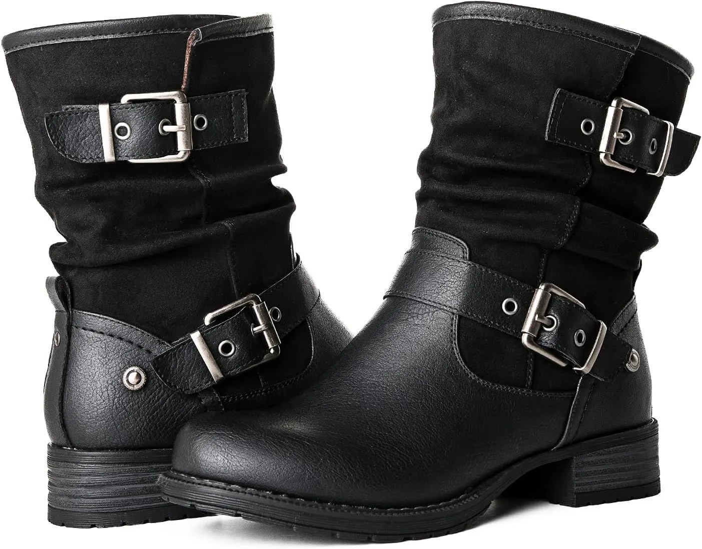 GLOBALWIN Women's Fur Booties Fashion Combat Ankle Boots For Women