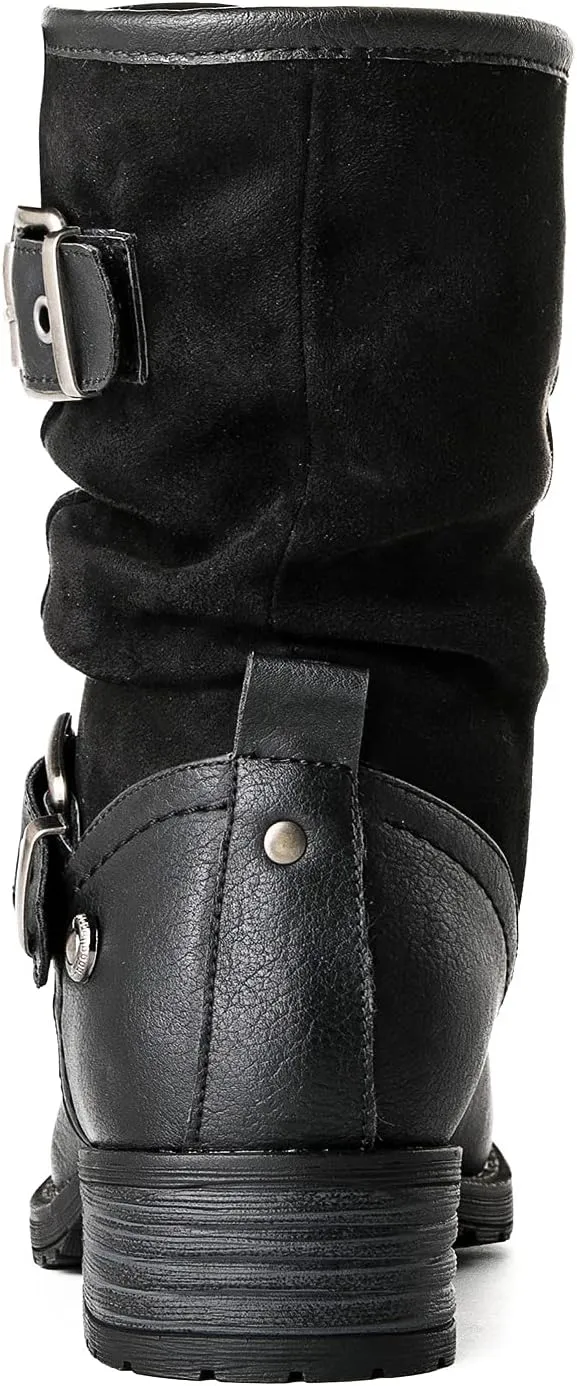 GLOBALWIN Women's Fur Booties Fashion Combat Ankle Boots For Women