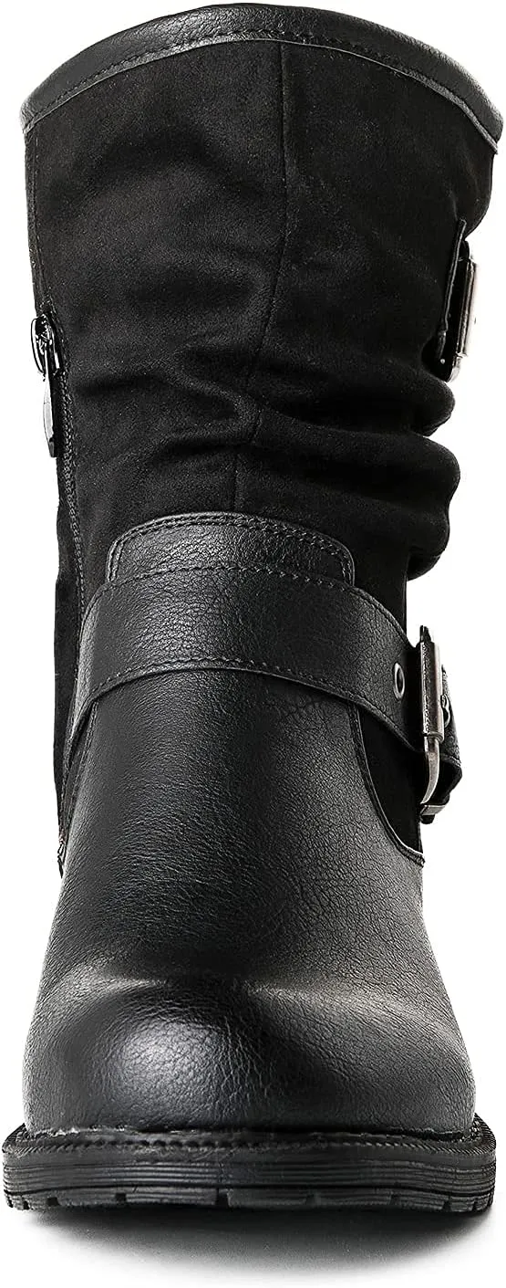 GLOBALWIN Women's Fur Booties Fashion Combat Ankle Boots For Women