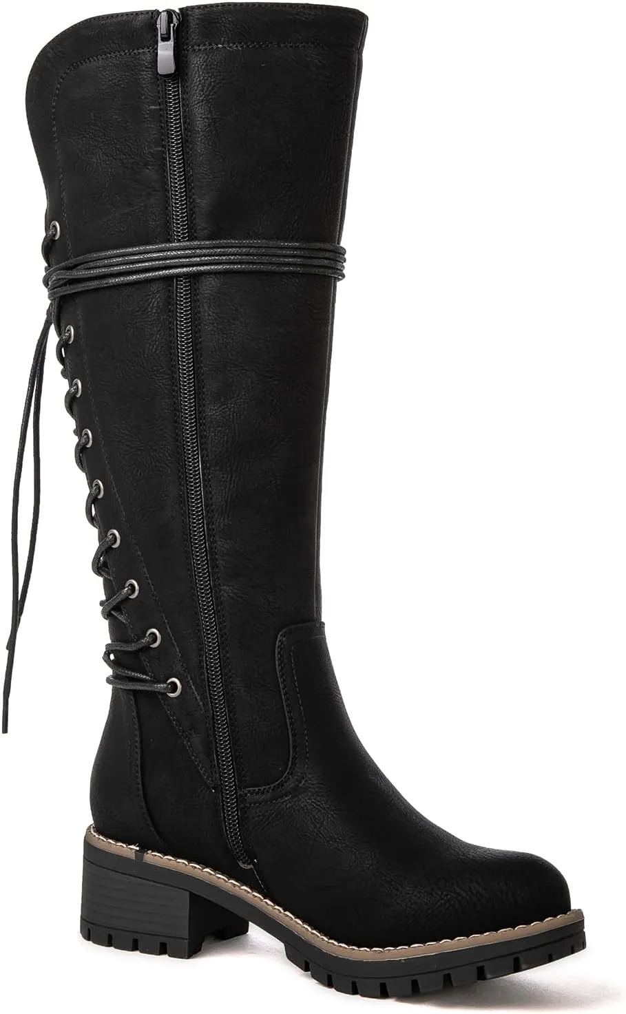GLOBALWIN Women's Lace Up Back Knee High Fashion Boots