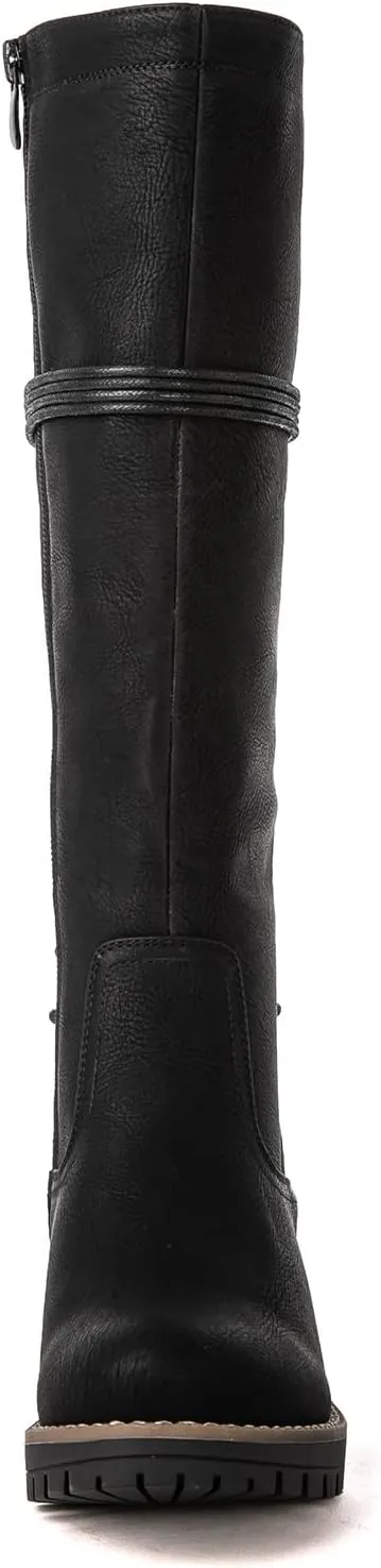 GLOBALWIN Women's Lace Up Back Knee High Fashion Boots