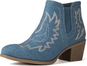GLOBALWIN Women's Pull On Ankle Boots The Western Cowboy Cowgirl Boots