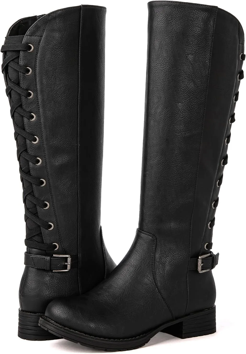 GLOBALWIN Women's Quilted Knee High Fashion Boots Strappy Boots For Women