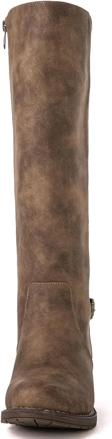 GLOBALWIN Women's Quilted Knee High Fashion Boots Strappy Boots For Women