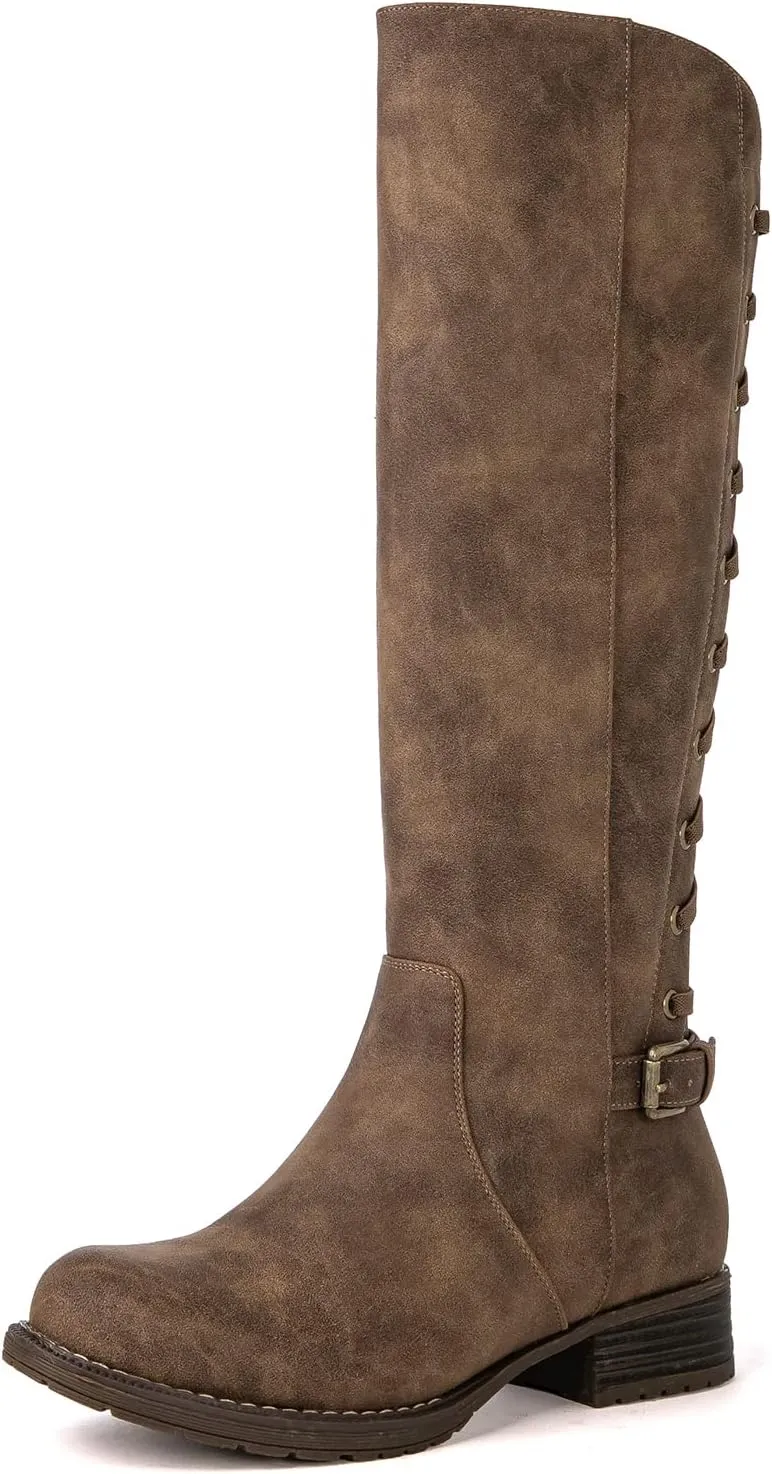 GLOBALWIN Women's Quilted Knee High Fashion Boots Strappy Boots For Women