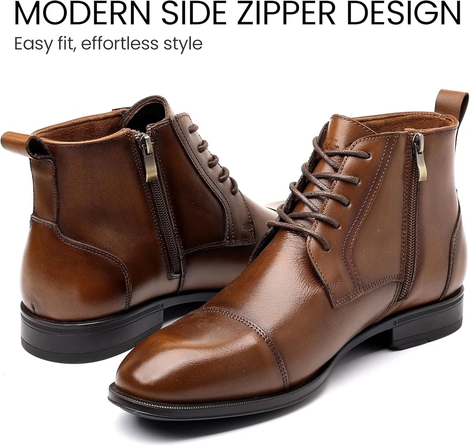 Holy dove Chelsea Boots Men – Genuine Leather,Chelsea Boots for Men with Side Zipper, Casual Slip-On Ankle Boots, Chukka & Oxford Style Dress Boots