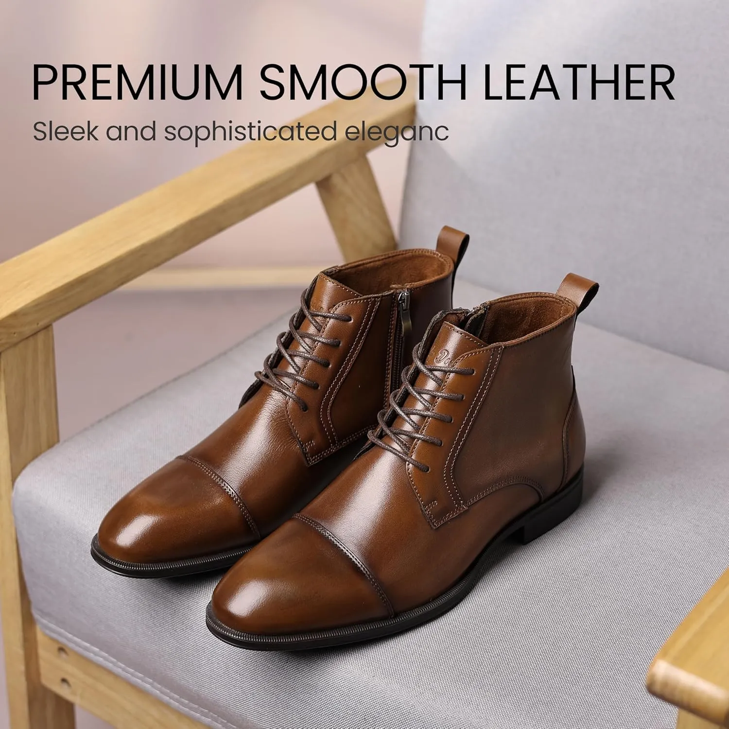 Holy dove Chelsea Boots Men – Genuine Leather,Chelsea Boots for Men with Side Zipper, Casual Slip-On Ankle Boots, Chukka & Oxford Style Dress Boots