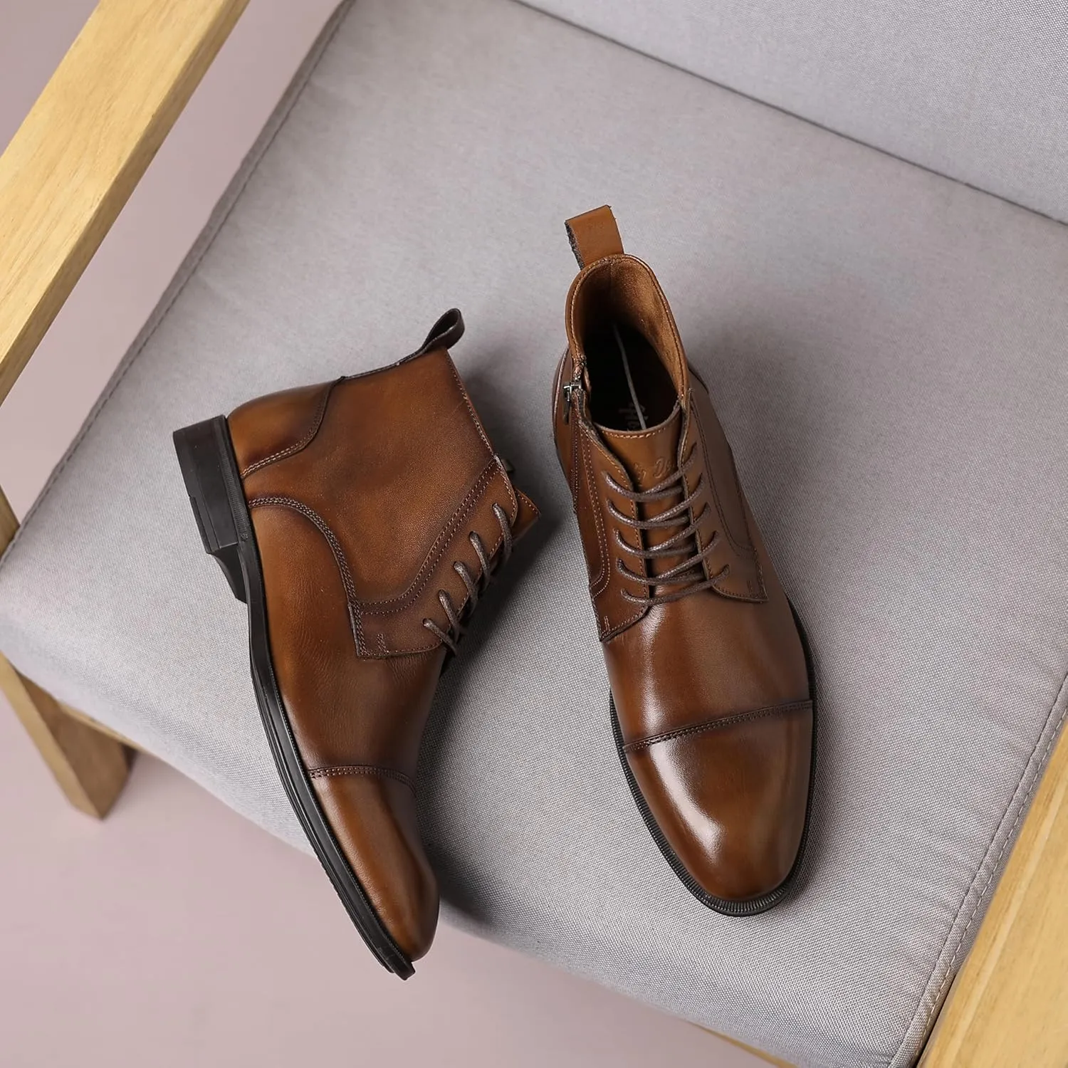 Holy dove Chelsea Boots Men – Genuine Leather,Chelsea Boots for Men with Side Zipper, Casual Slip-On Ankle Boots, Chukka & Oxford Style Dress Boots