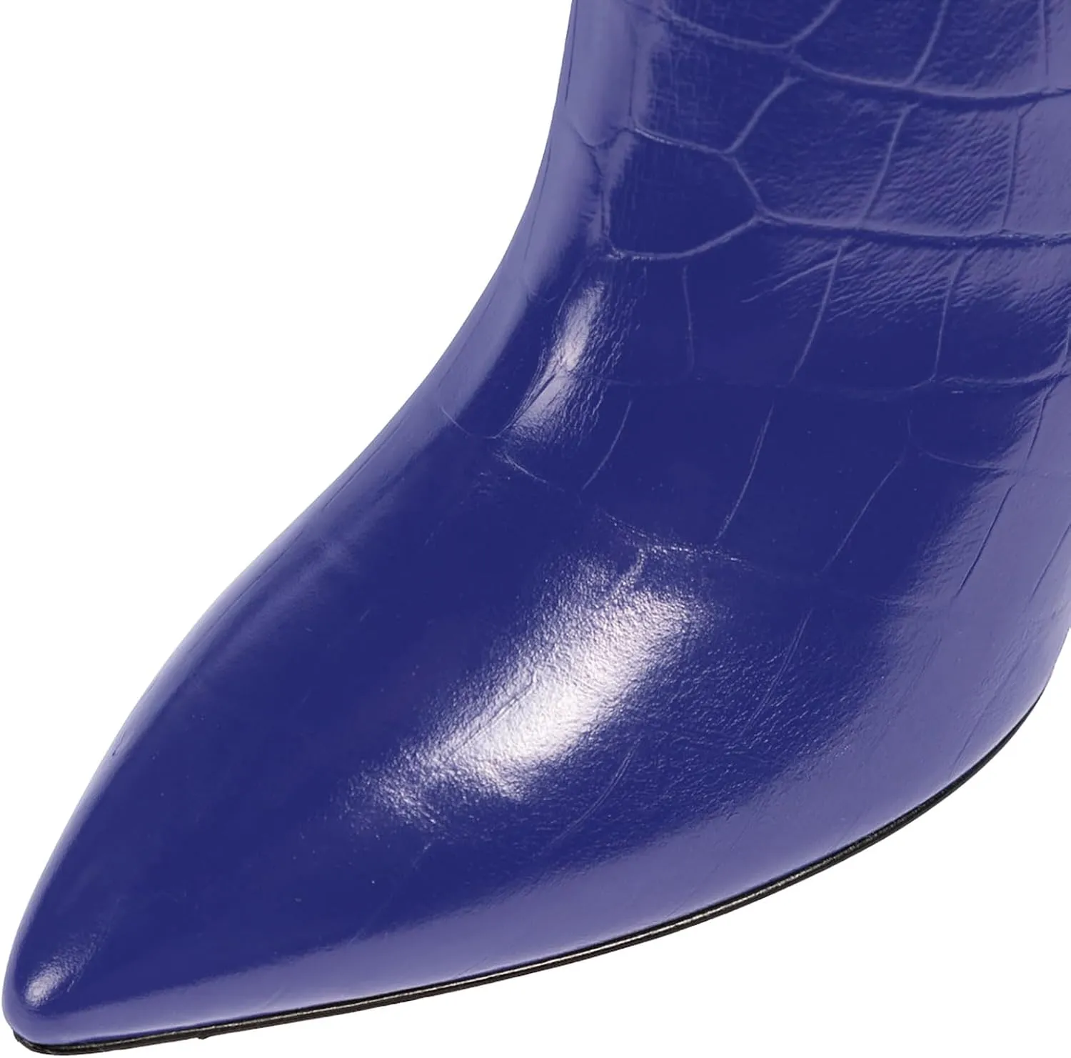 iadore Women Fashion Stiletto High Heel Boots Crocodile Pattern Sexy Pointed Toe Zipper Chic Knee High Boots
