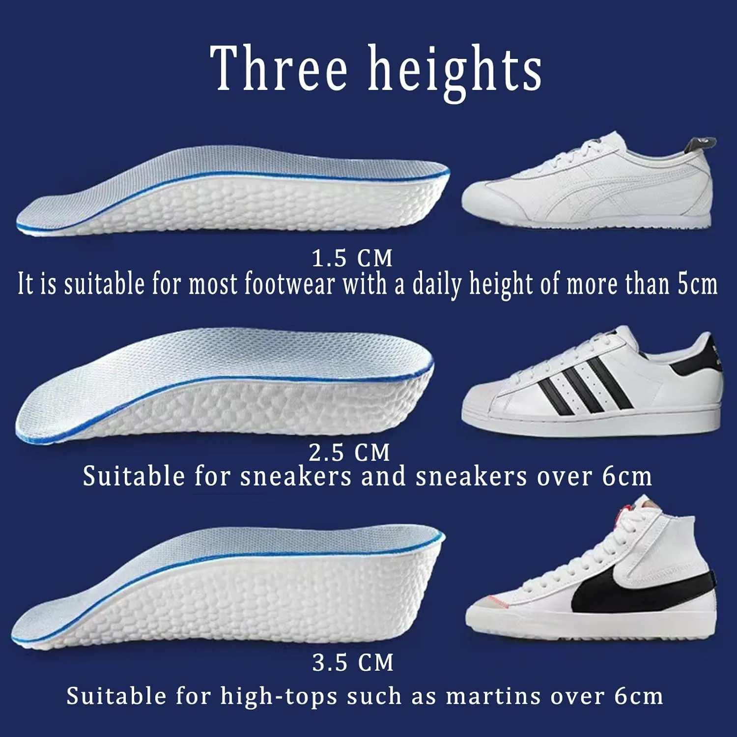 Insole Height, Orthopedic Cushion, High Heel Pad, Men's & Women's Shoes High Orthopedic Pad (2 Pairs) (Gray, 2.5cm)