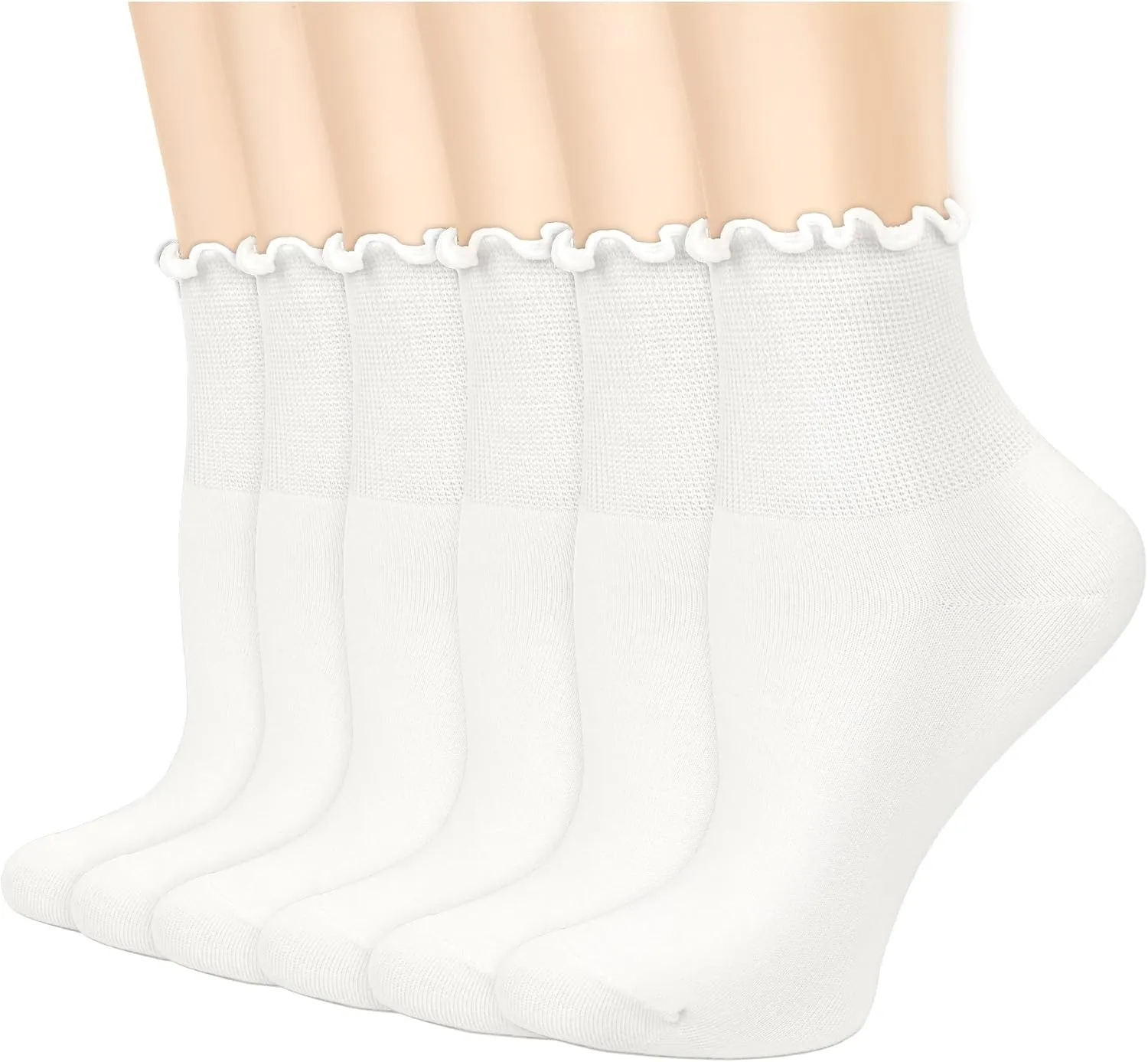 Iseasoo Women's Ruffle Ankle Socks - White, One Size (5-9)