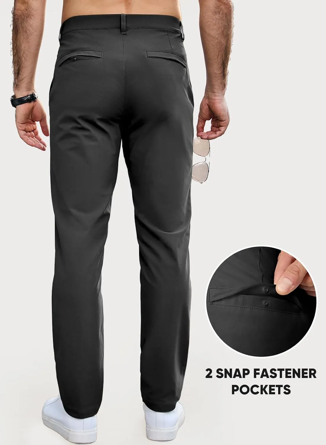 JMIERR Mens Chino Pants Casual Stretch Golf Pants Waist Tapered Trousers Lightweight Comfy Pants with Zipper Pockets