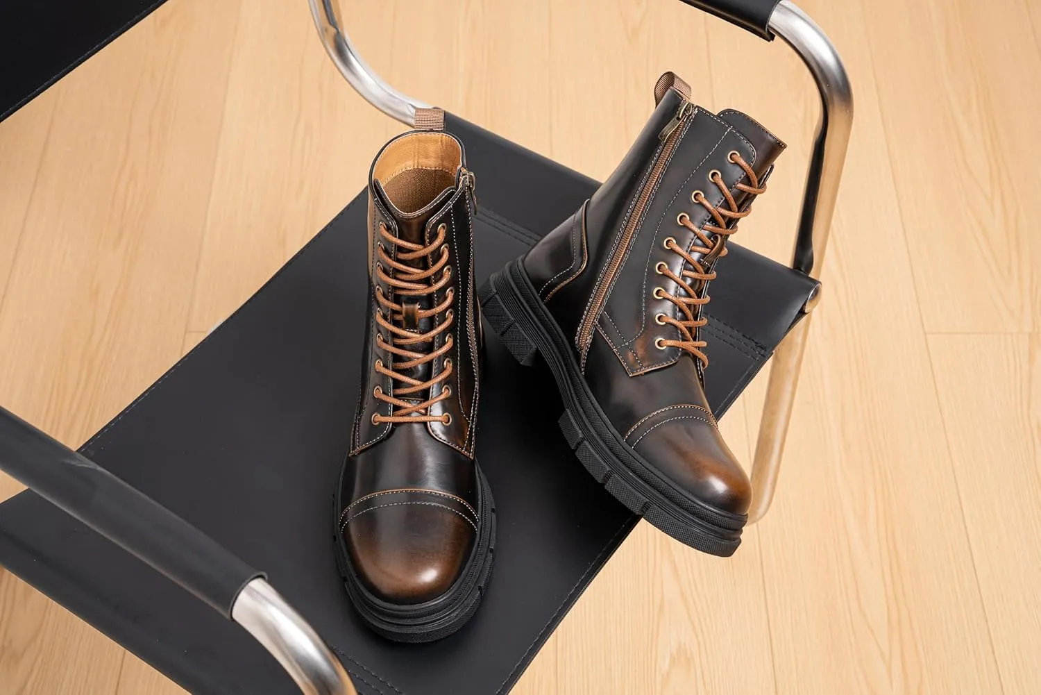 Jousen Men's Boots Fashion High Top Motorcycle Boots Waterproof Boots for Men
