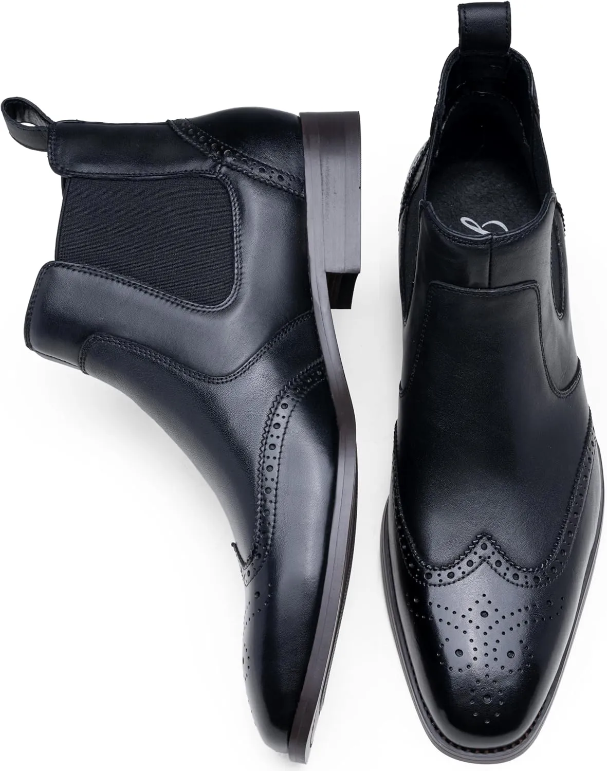 Jousen Men's Chelsea Boots Polished Premium Leather Ankle Dress Boots Classic Retro Slip On Boots for Men