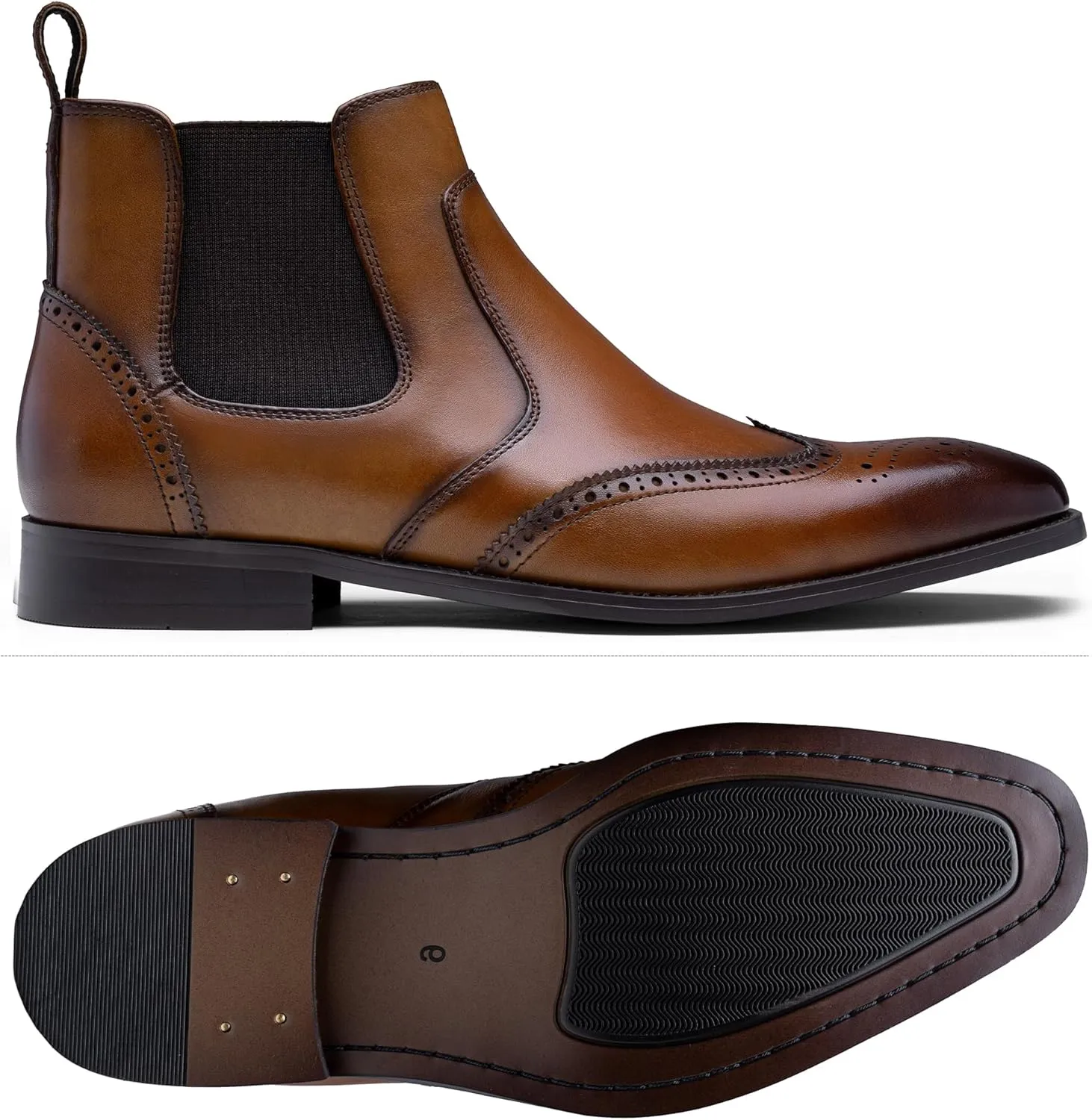 Jousen Men's Chelsea Boots Polished Premium Leather Ankle Dress Boots Classic Retro Slip On Boots for Men