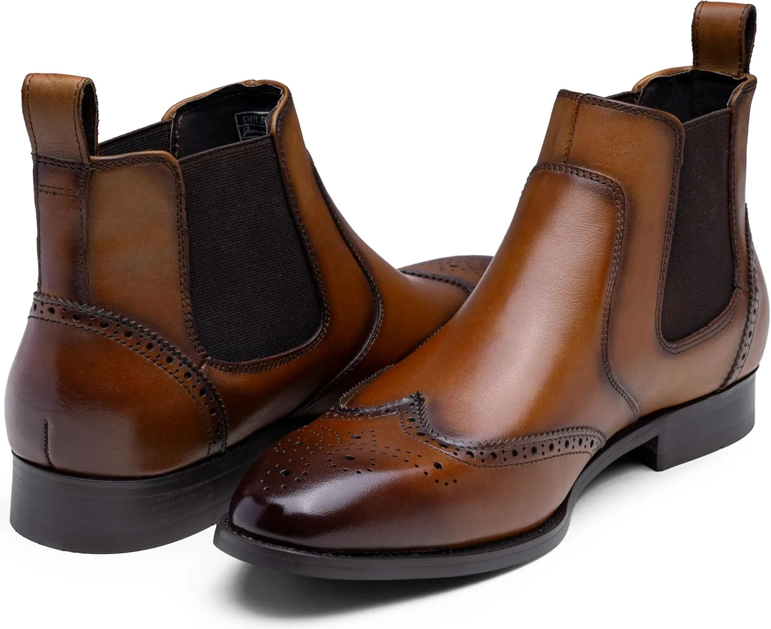 Jousen Men's Chelsea Boots Polished Premium Leather Ankle Dress Boots Classic Retro Slip On Boots for Men